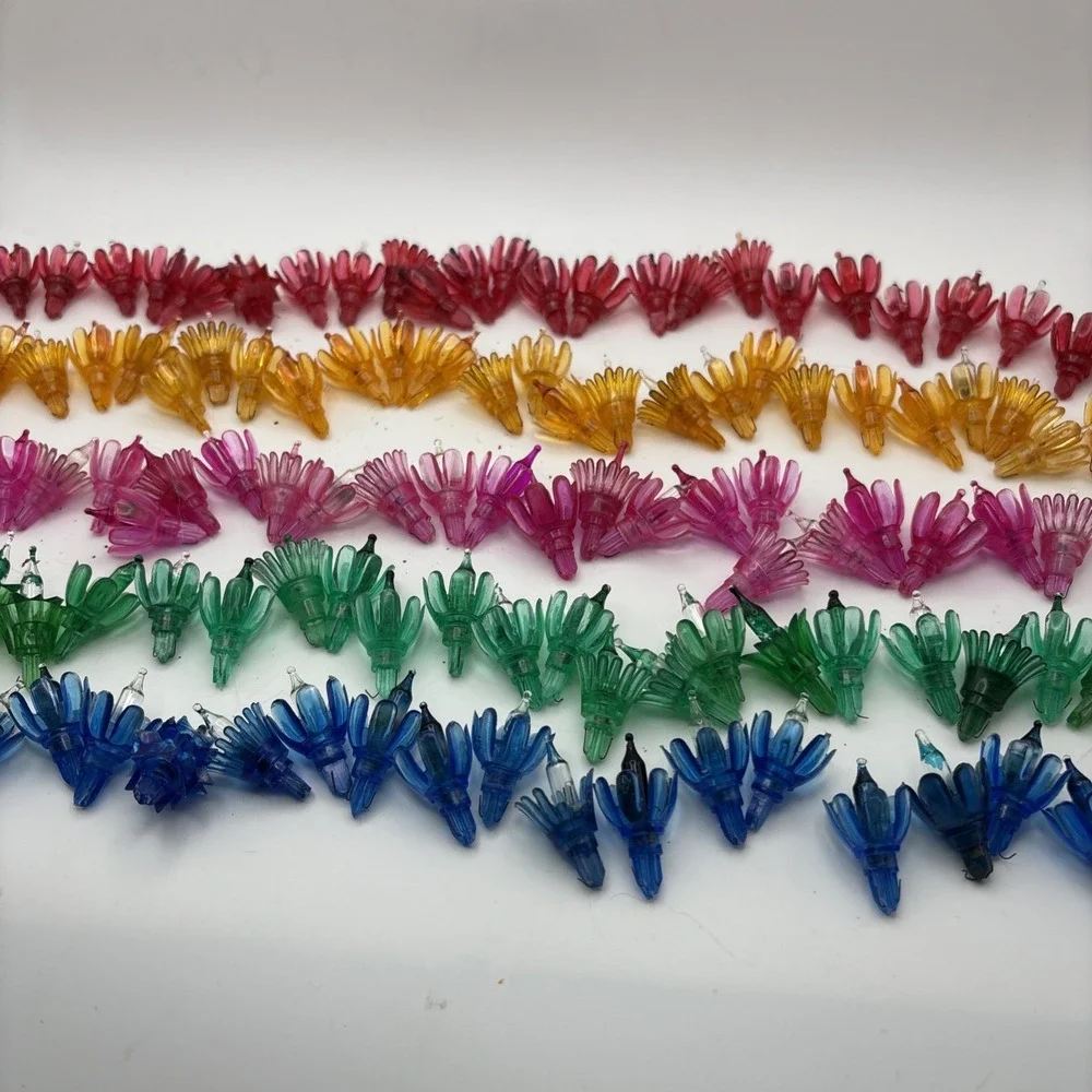 Vtg String Light Flower Tulip Sputnik Atomic Multi Color Covers Reflectors AS IS
